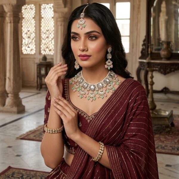 Jamani Multicolor Kundan Necklace Set
