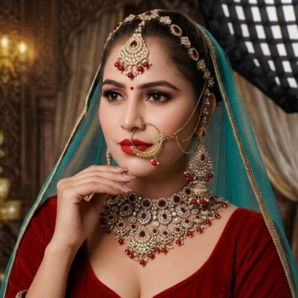 HMG Fashions Heritage Maroon & White Semi-Bridal Set