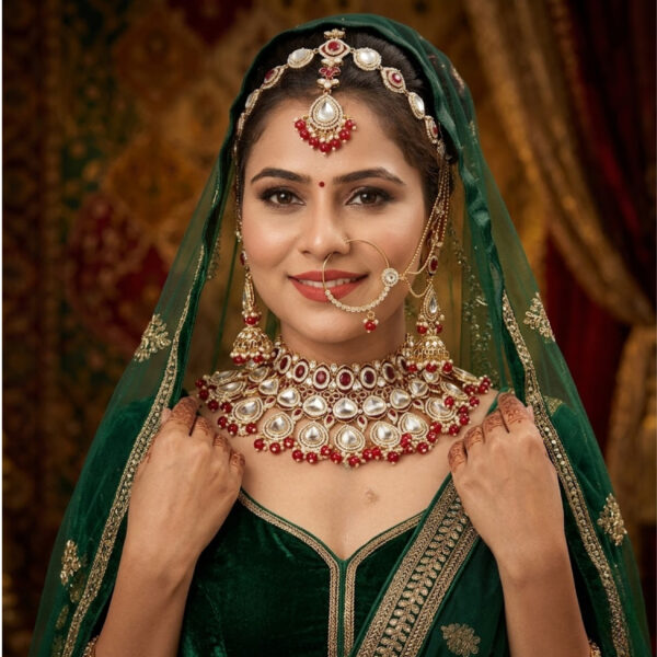 HMG Fashions Heritage Maroon & White Semi-Bridal Set