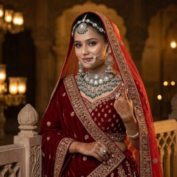 Emerald Elegance Semi-Bridal Jewellery Set