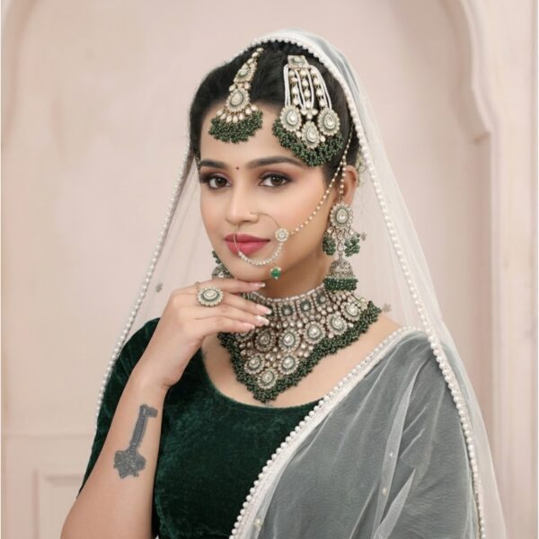 Victorian Emerald Shadow Stone Mini Bridal Set