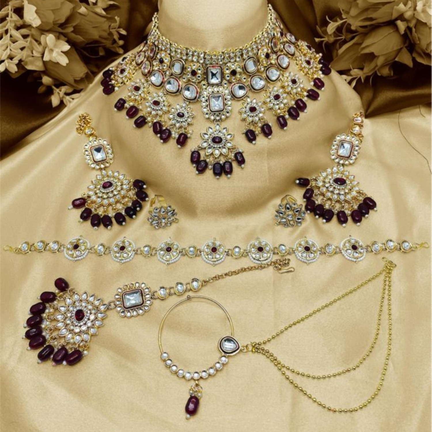 JAMANI Royal Noor Kundan Bridal Jewelry Set - Image 2