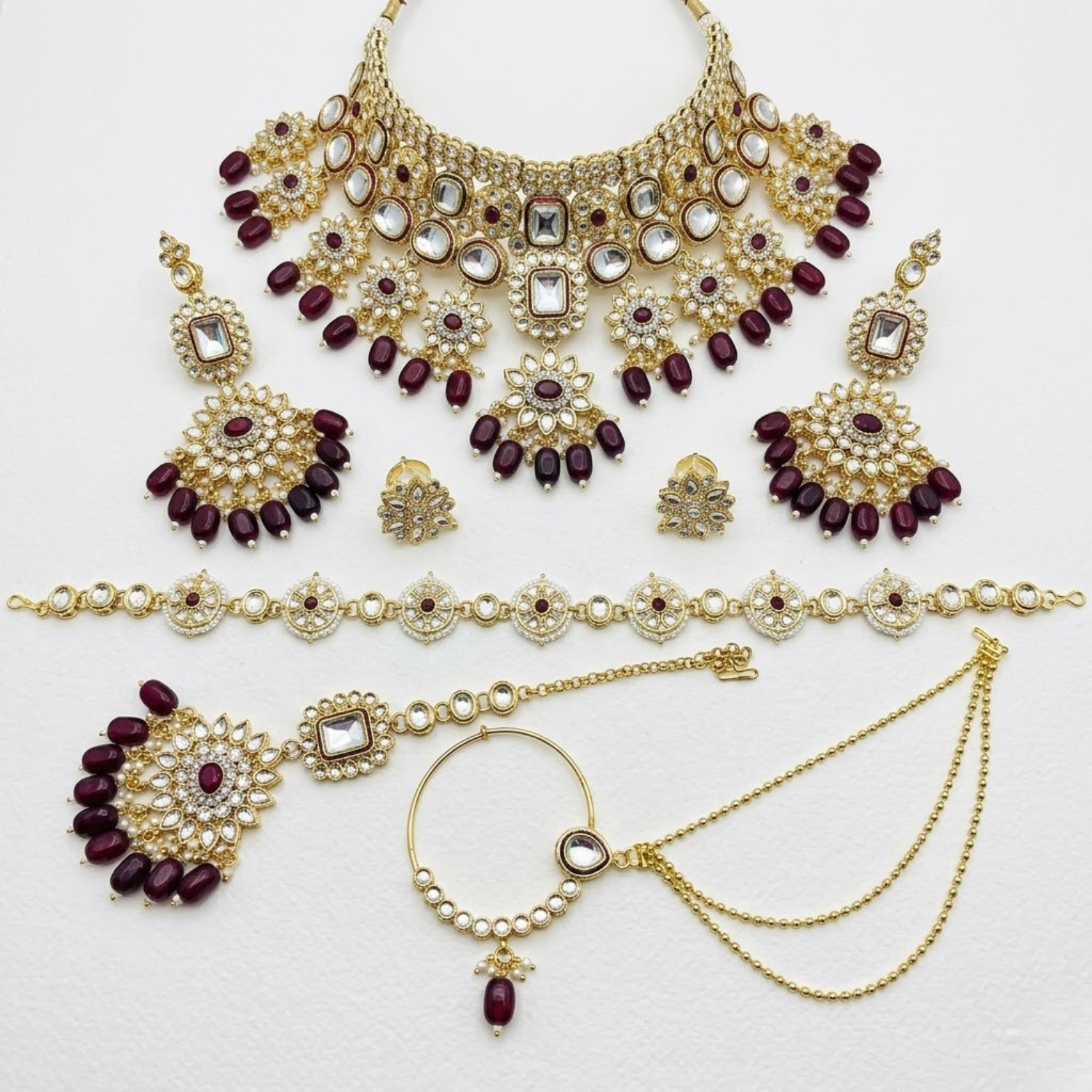 JAMANI Royal Noor Kundan Bridal Jewelry Set - Image 3