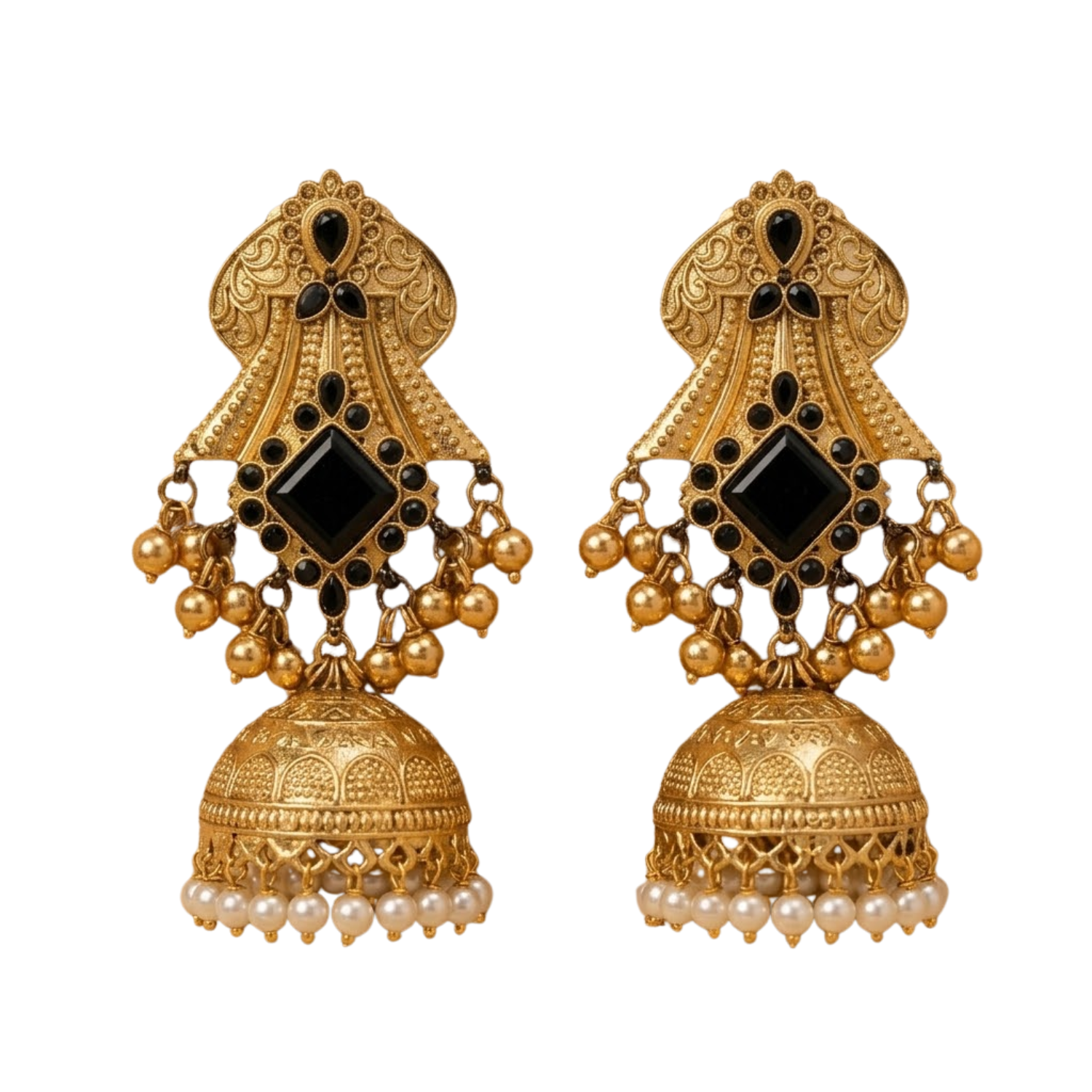 JAMANI Noir Jharoka Jhumka Earrings - Image 3
