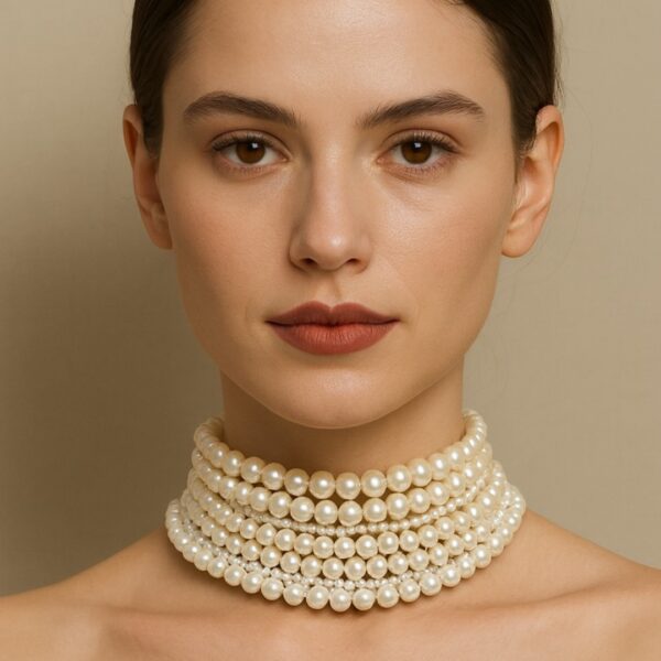 Jamani Multi-Strand Pearl High Neck Statement Choker